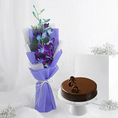 Single Orchid with Cake