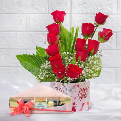 Rose Box with Ferrero Rocher