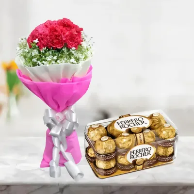 Carnations with Chocolates