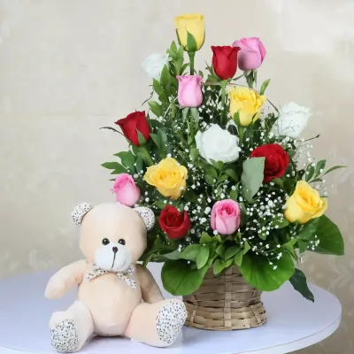 Radiant Roses with Teddy
