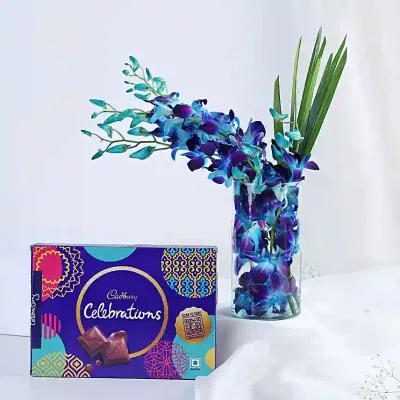 Radiant Orchid Vase with Chocolate