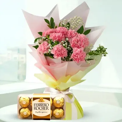 Carnations with Chocolates