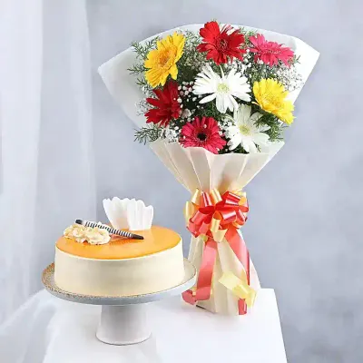 Mixed Gerberas with Butterscotch Delight