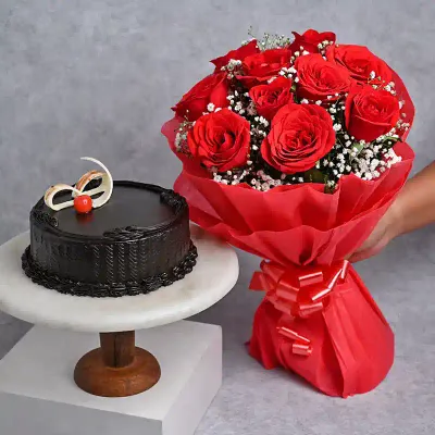 Roses with Truffle Cake Combo