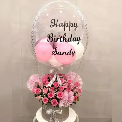 Luxury Balloon Hamper with Flowers