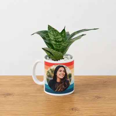 Personalized Photo Mug with Snake Plant