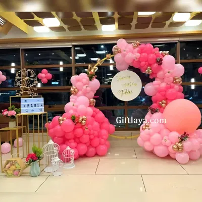 Customized Pink Theme Balloon Decoration