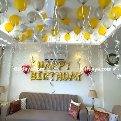 Simple Golden Birthday Balloon Decoration