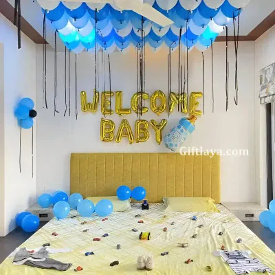 Blue White Baby Welcome Decoration