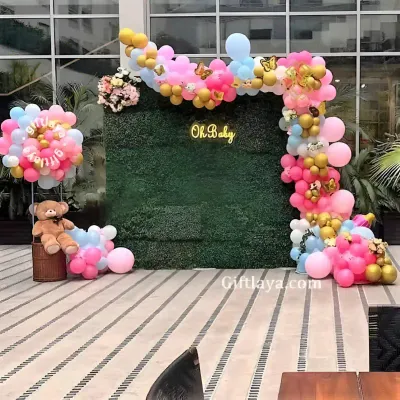 Oh Baby Green Backdrop Setup