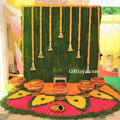 Home Flower Haldi Decoration