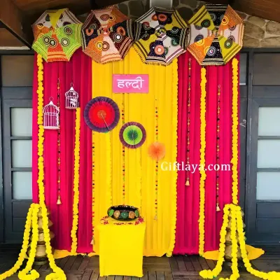 Simple Indoor Haldi Decoration