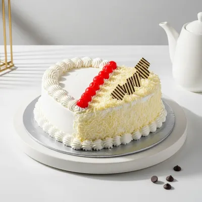 Heart-Shaped White Forest Cake