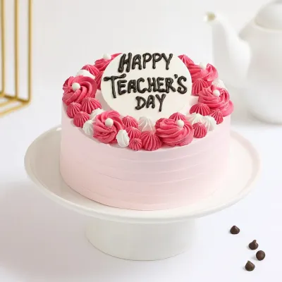 Pink Theme Teachers Day Cake