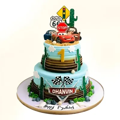 2 Tier Cars Theme Cake