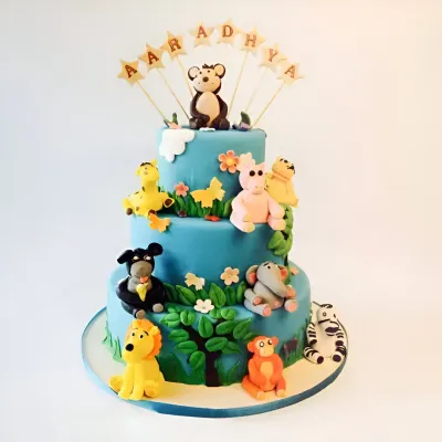 3 Tier Jungle Theme Cake