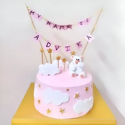 Pink Cake for Naming Ceremony