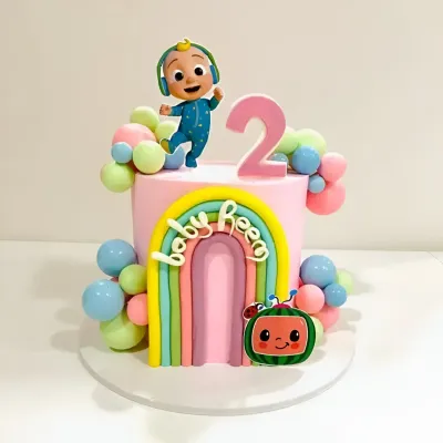 Cocomelon Pink Theme Cake