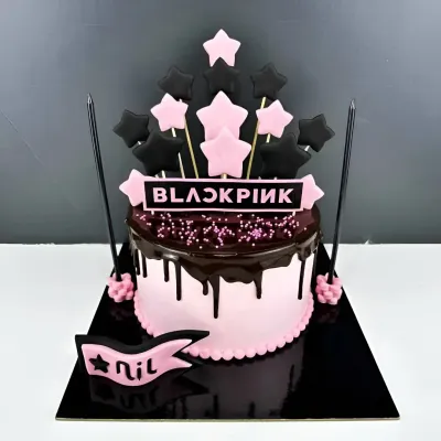Black Pink Theme Cake