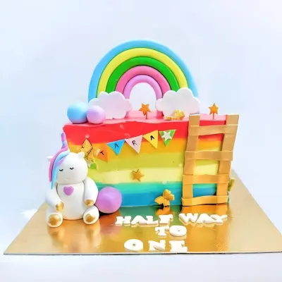 Rainbow Half Birthday Cake