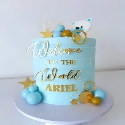 Welcome Baby Blue Cake