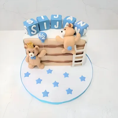 Half Birthday Teddy Bear Cake