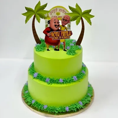 2 Tier Motu and Patlu Theme Cake