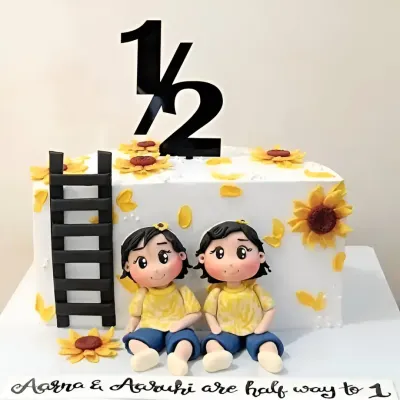 Half Birthday Twin Theme Cake