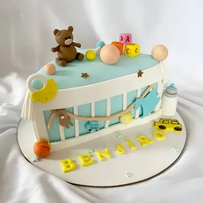 Blue Theme Half Birthday Cake