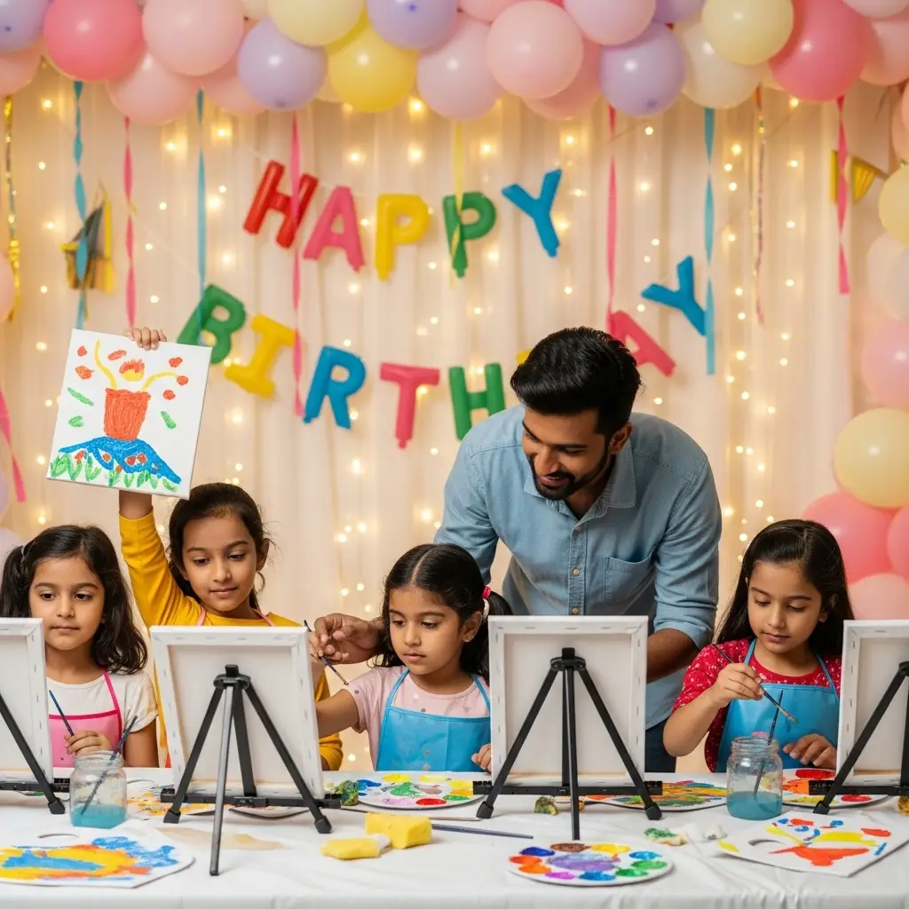 Creative Canvas Painting For Kids Birthday Activity