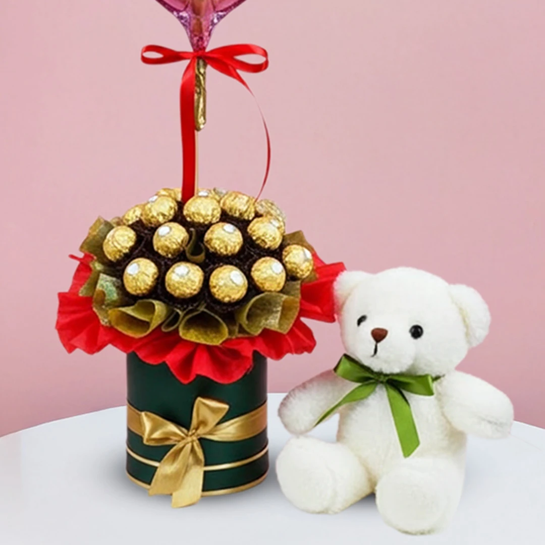 Ferrero Rocher Chocolate Bouquet with Teddy