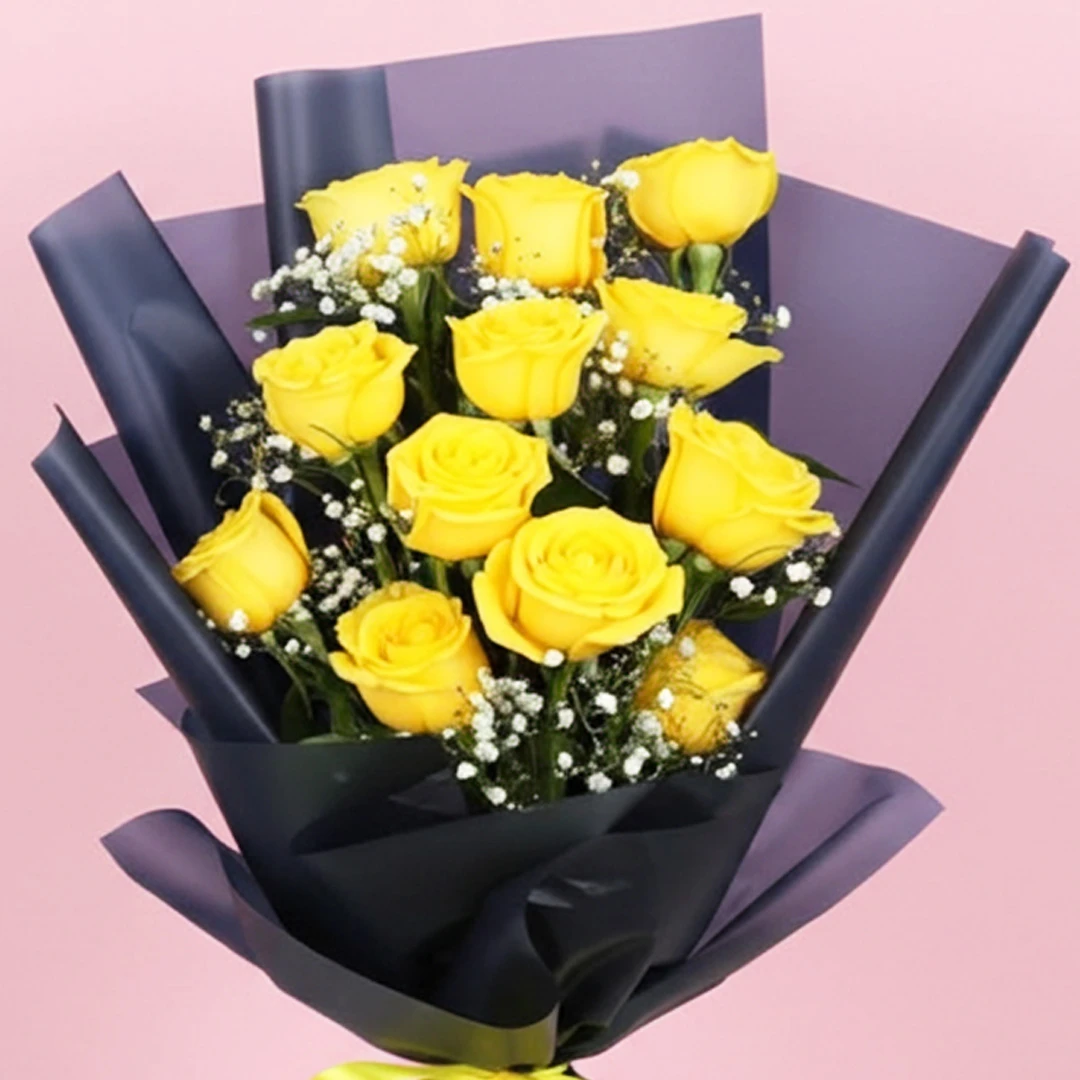 Deep Love Yellow Rose Flower Bouquet