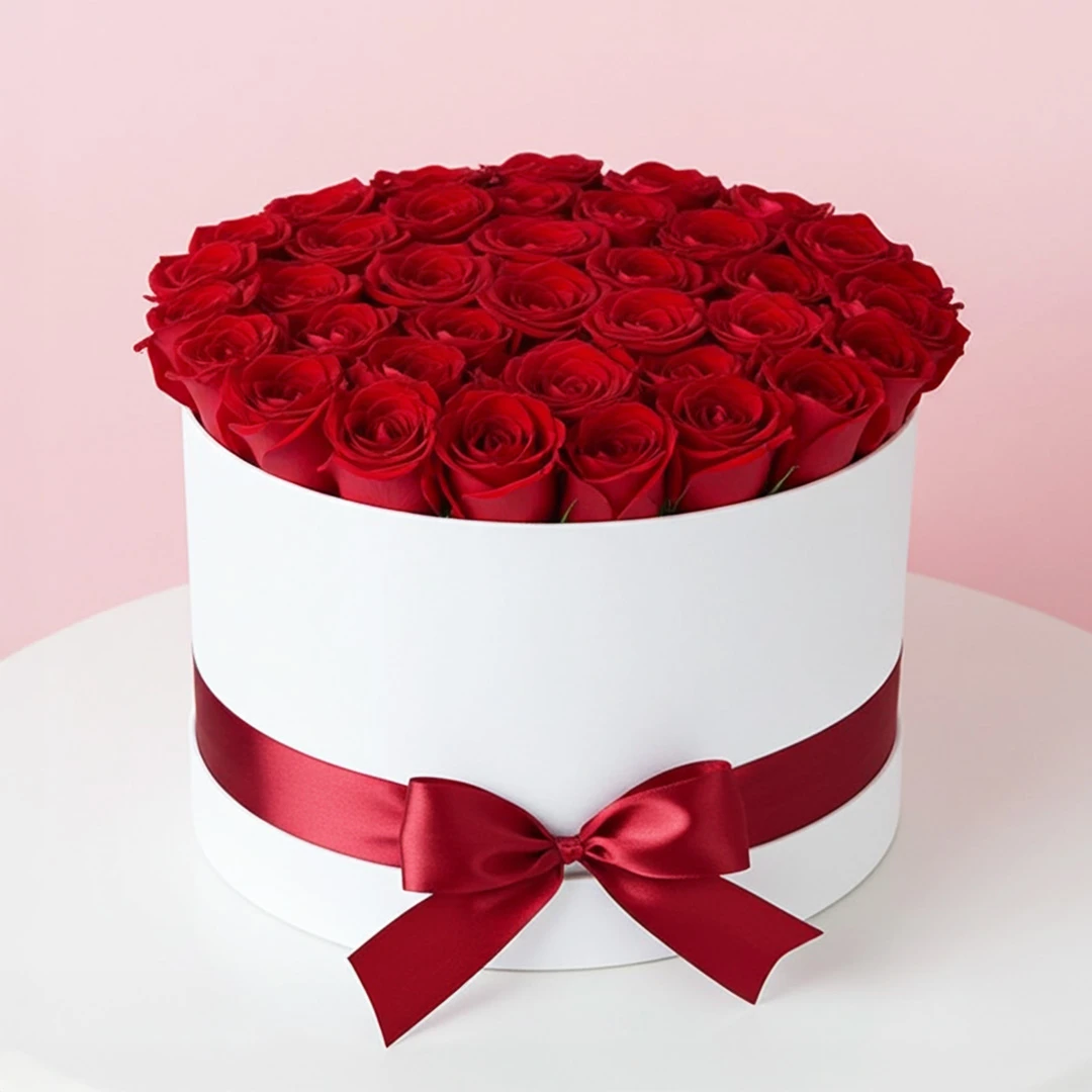 Forever Love Red Roses White Box Gift