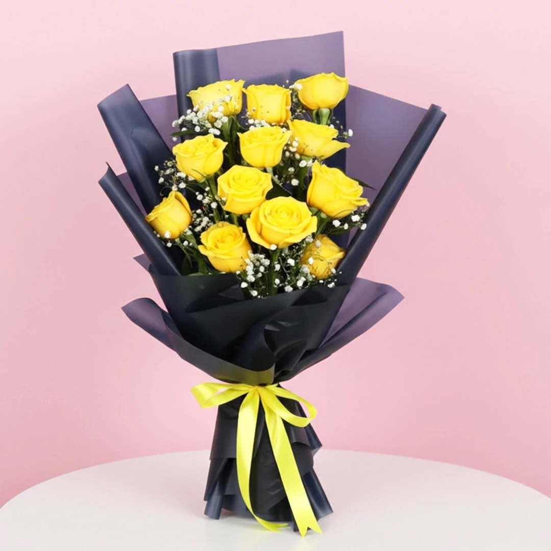 Deep Love Yellow Rose Flower Bouquet