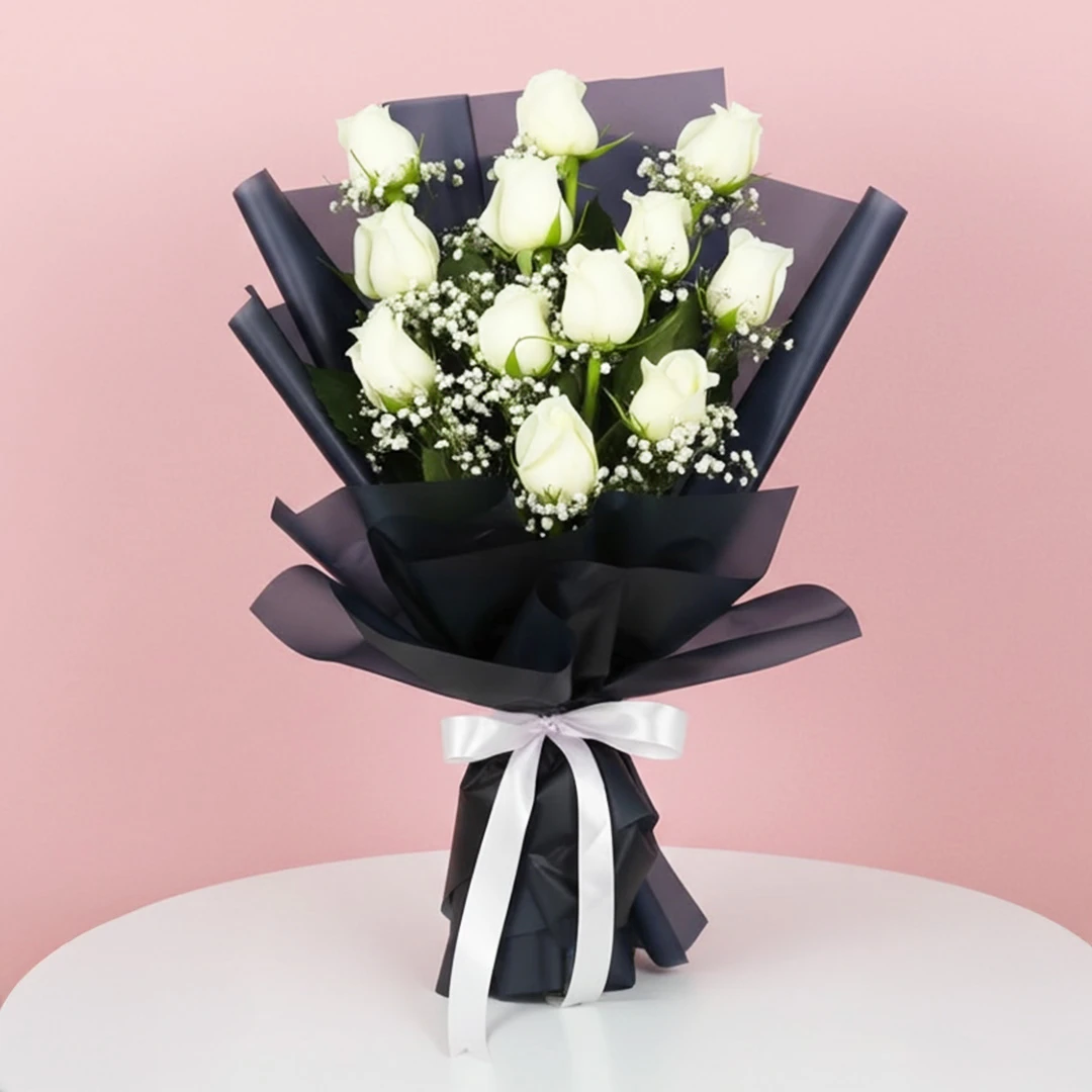 Pure Love White Roses Flower Gift