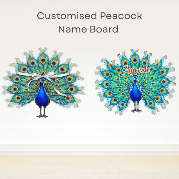 Elegant Peacock Baby Name Board