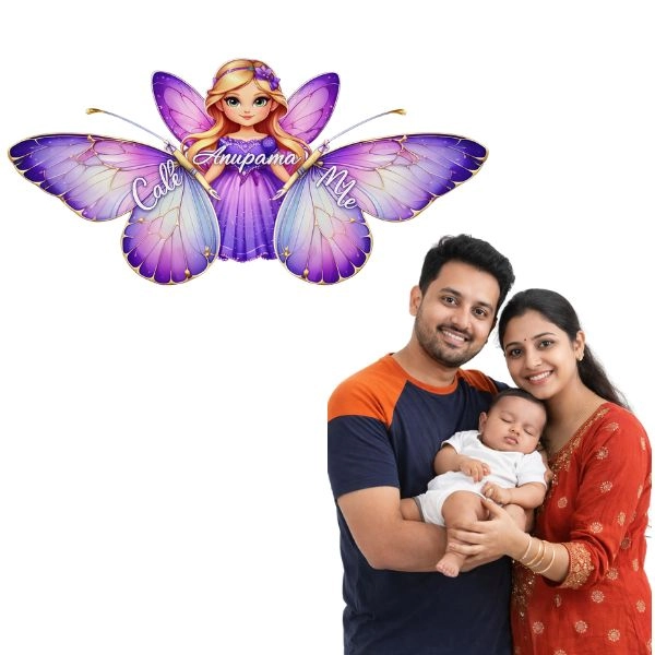 Butterfly Theme Name Board for Baby Girls — photo 3