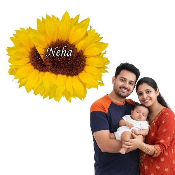 Cute Sunflower Shape Baby Name Board — photo 3