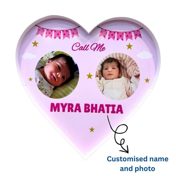 Twins Heart Name Board for Baby Girl