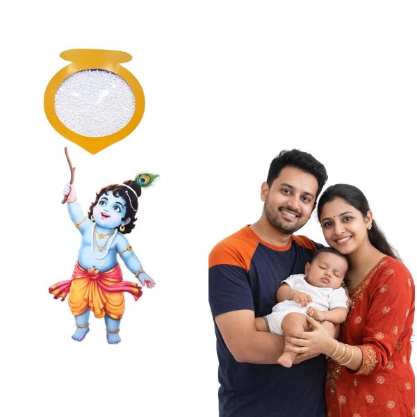 Little Krishna Name Board with Kalash