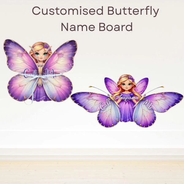Butterfly Theme Name Board for Baby Girls