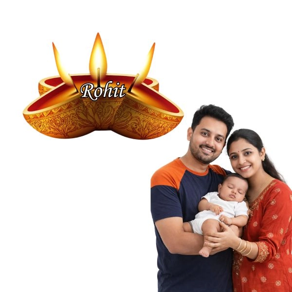 Custom Diya Shape Name Board