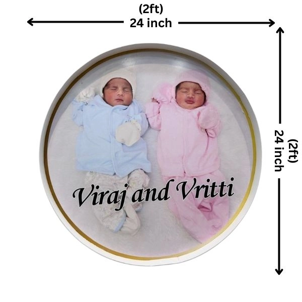 Round Name Board for Baby Twins
