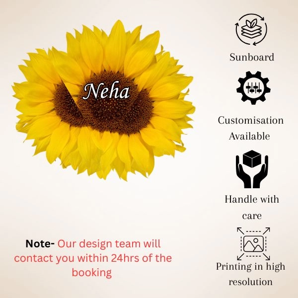 Cute Sunflower Shape Baby Name Board — photo 4