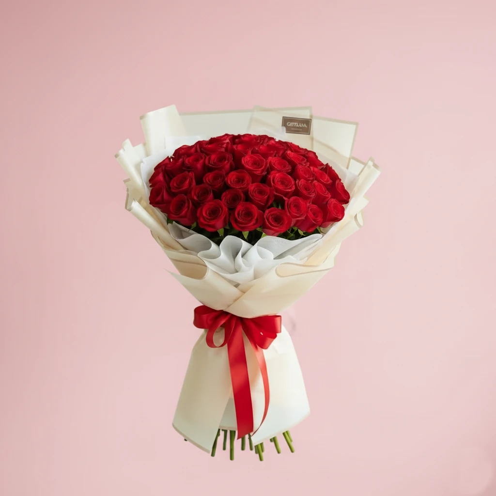 50 Pc Red Roses Bouquet