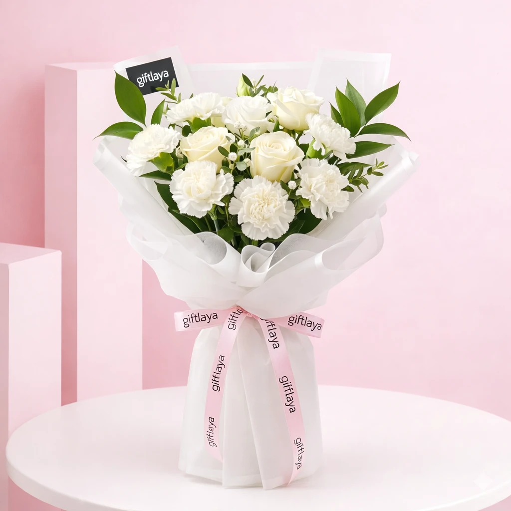 White Carnation Floral Bunch