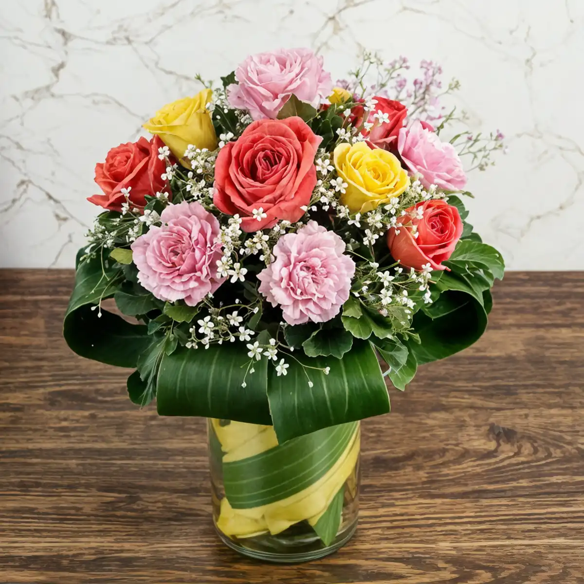 Carnations n Roses in a Vase