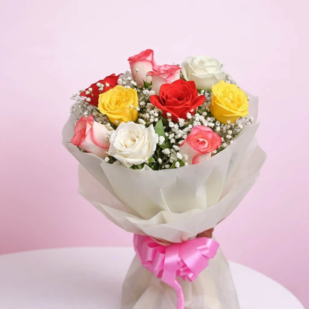 Mixed Flowers with Truffle Cake