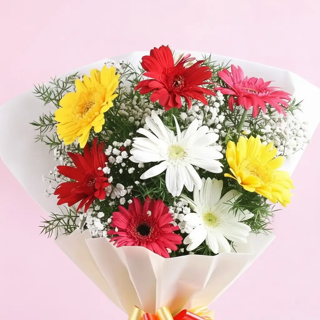 Mixed Gerberas with Butterscotch Delight