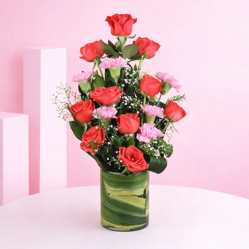 Elegant Mixed Flowers Vase